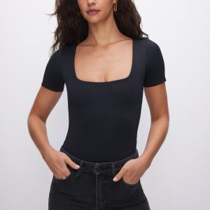 SCULPTING SQUARE NECK BODYSUIT | BLACK001
