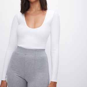 SCULPTING SCOOP NECK BODYSUIT | WHITE001