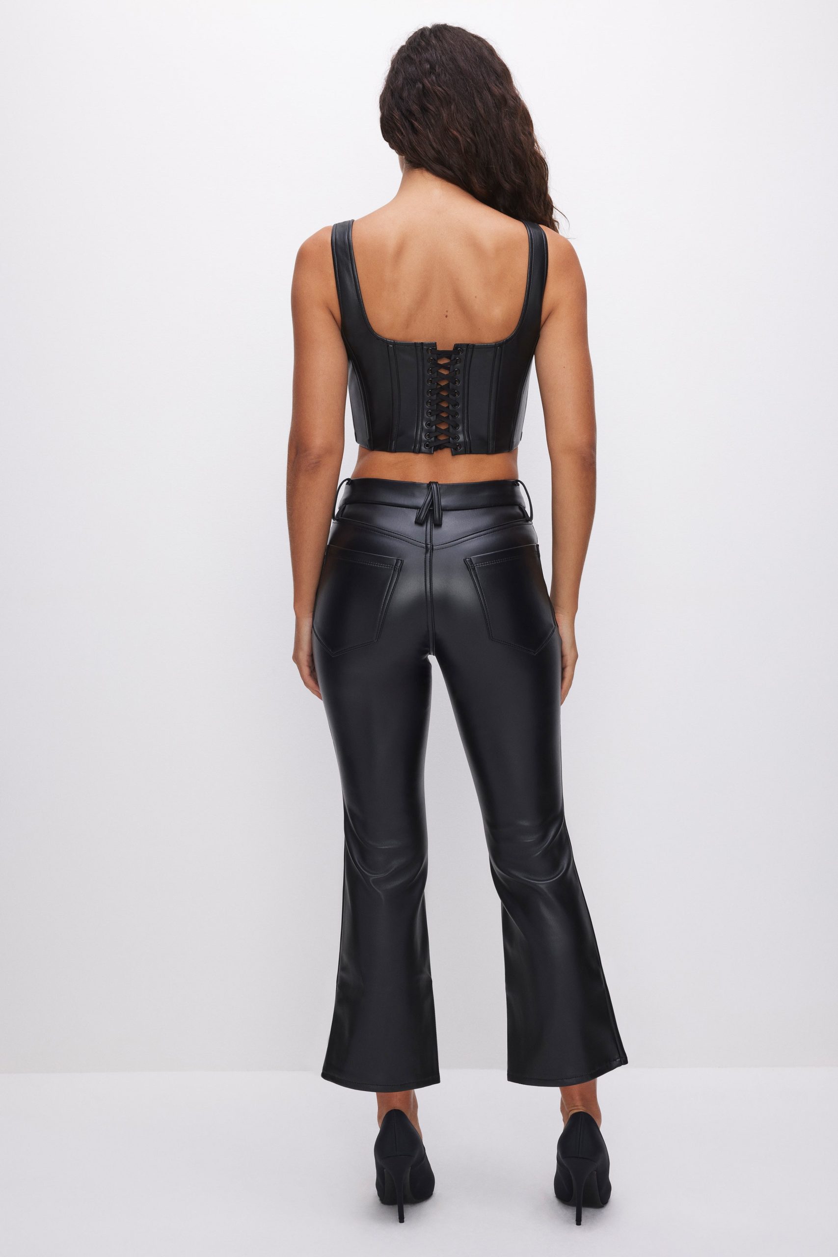 GOOD LEGS CROPPED MINI BOOT FAUX LEATHER PANTS | BLACK001 - Image 4
