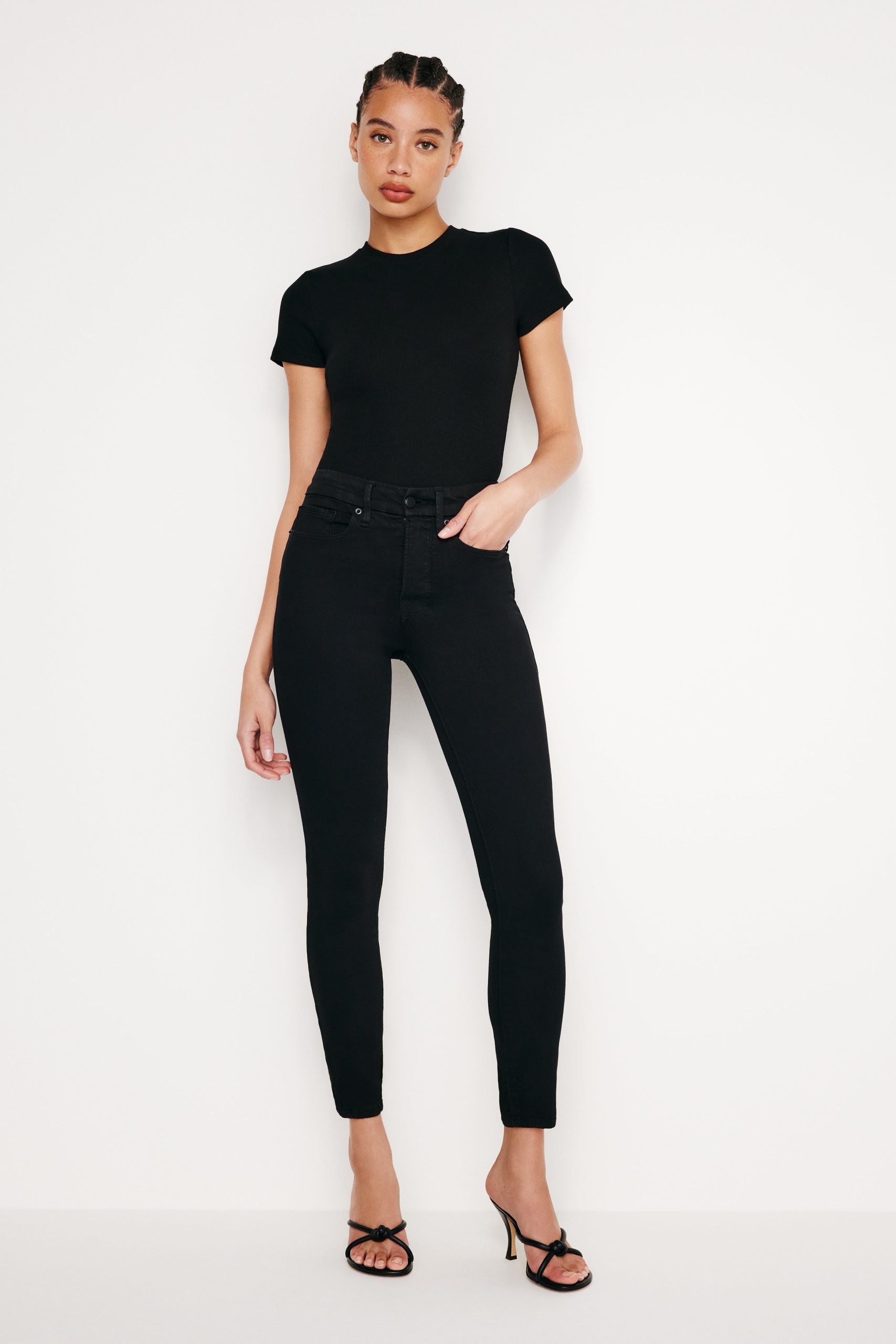 NEVER FADE GOOD LEGS SKINNY CROPPED JEANS| BLACK - Image 2