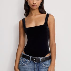 VELVET MODERN TANK BODYSUIT | BLACK001