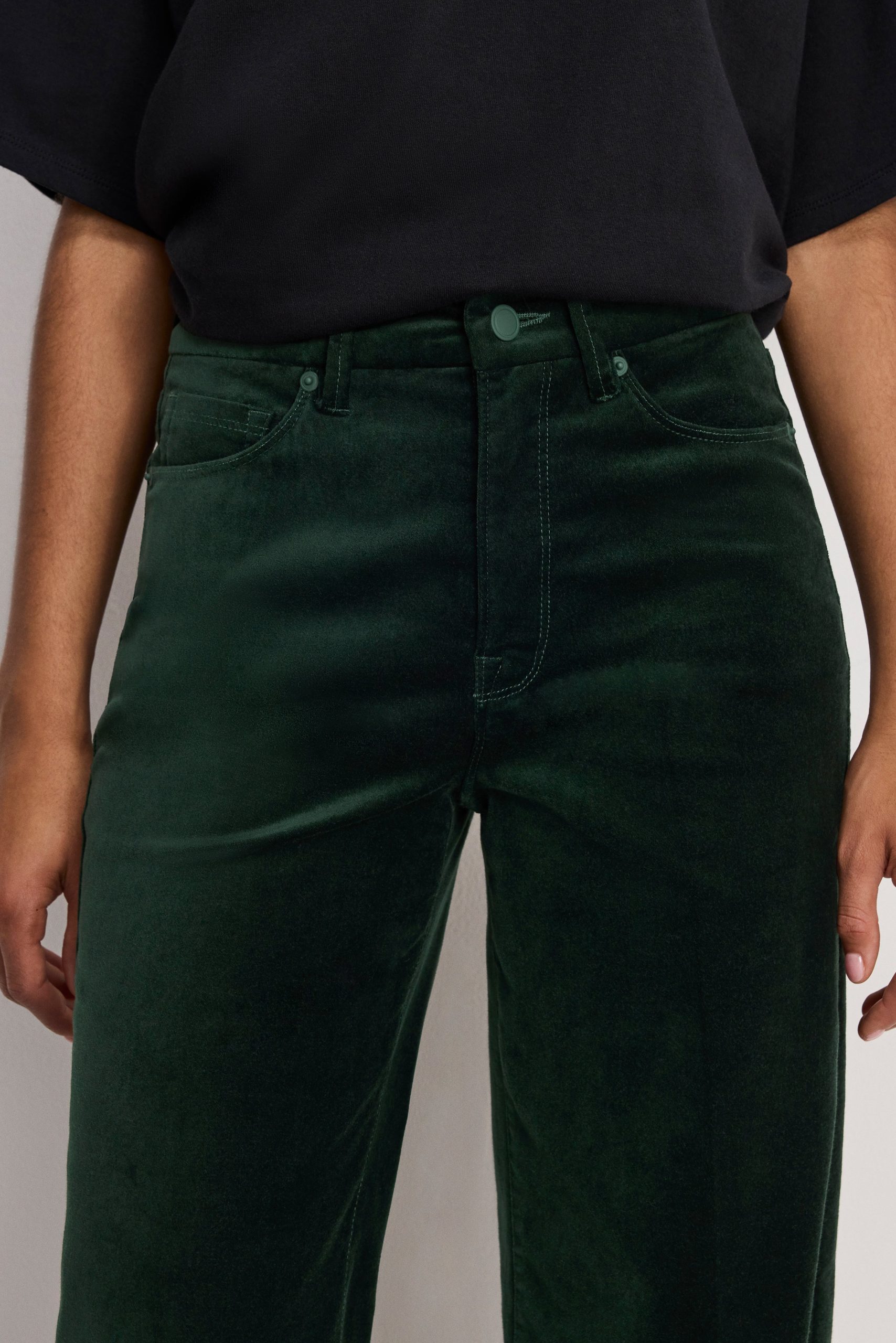 VELVET GOOD WAIST PALAZZO PANTS | PINE GREEN003 - Image 5