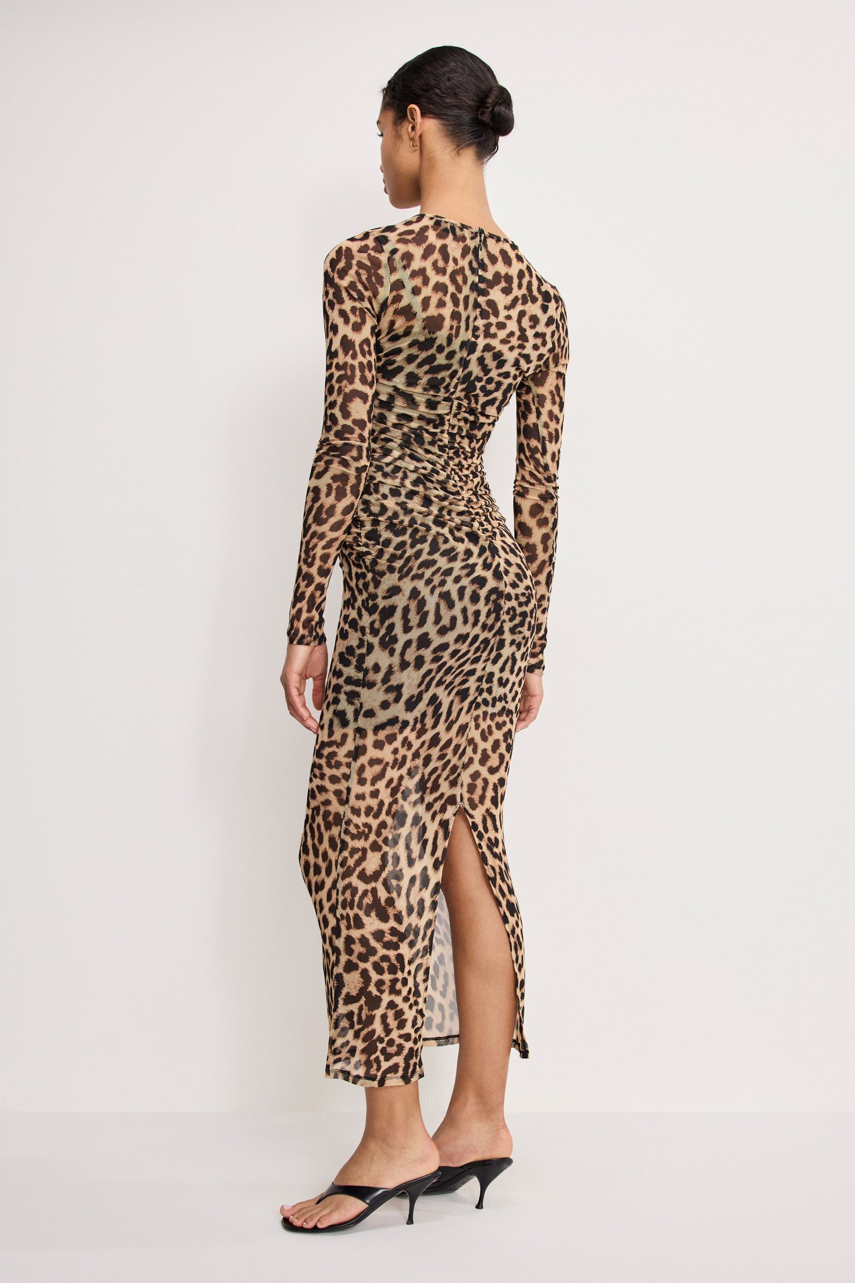 MESH RUCHED MAXI DRESS | LUCKY LEOPARD001 - Image 3
