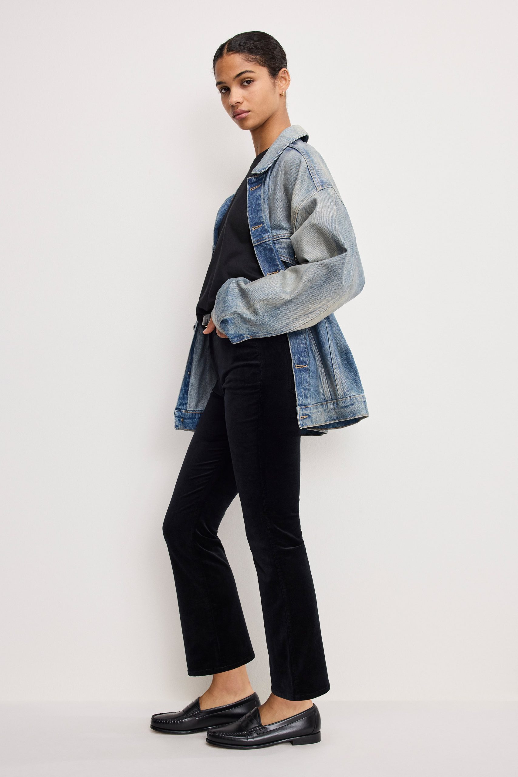 VELVET GOOD HIGH RISE KICK FLARE PANTS | BLACK001 - Image 2
