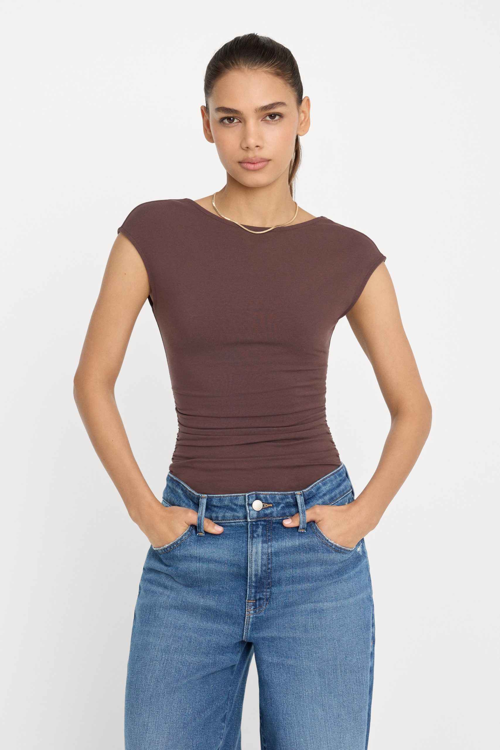 SUPER STRETCH OPEN BACK BODY SUIT | BITTER COCOA - Image 4
