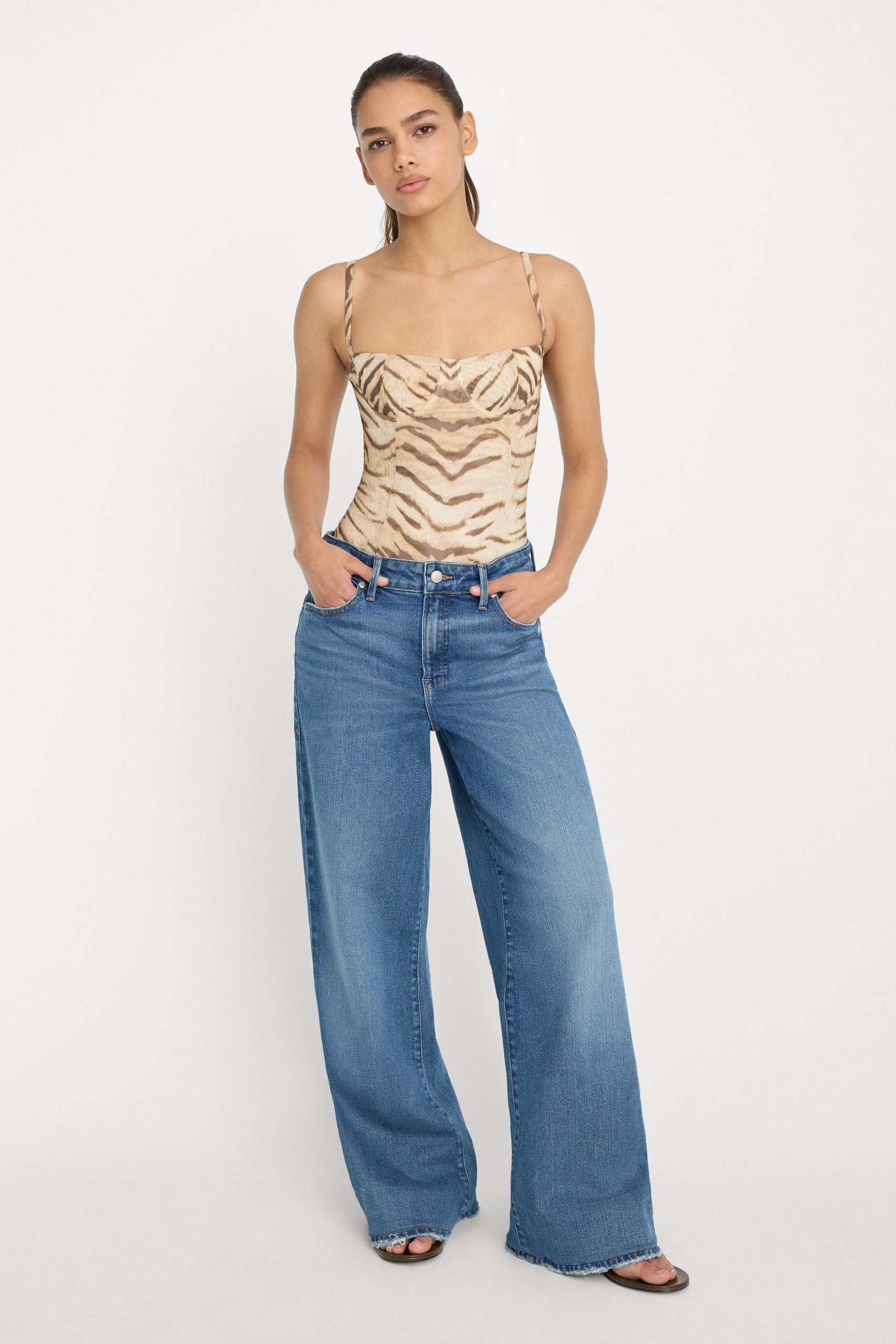 MESH BUSTIER BODYSUIT | BROWN TIGER - Image 4