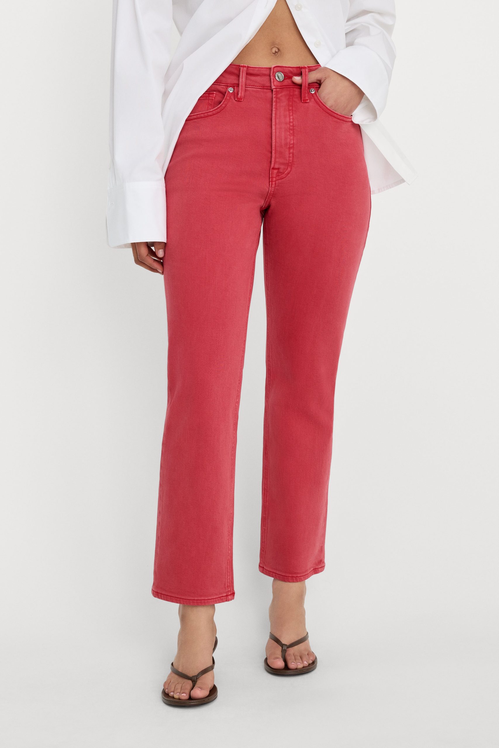 GOOD ICON ANKLE JEANS | CHERRY RED - Image 2
