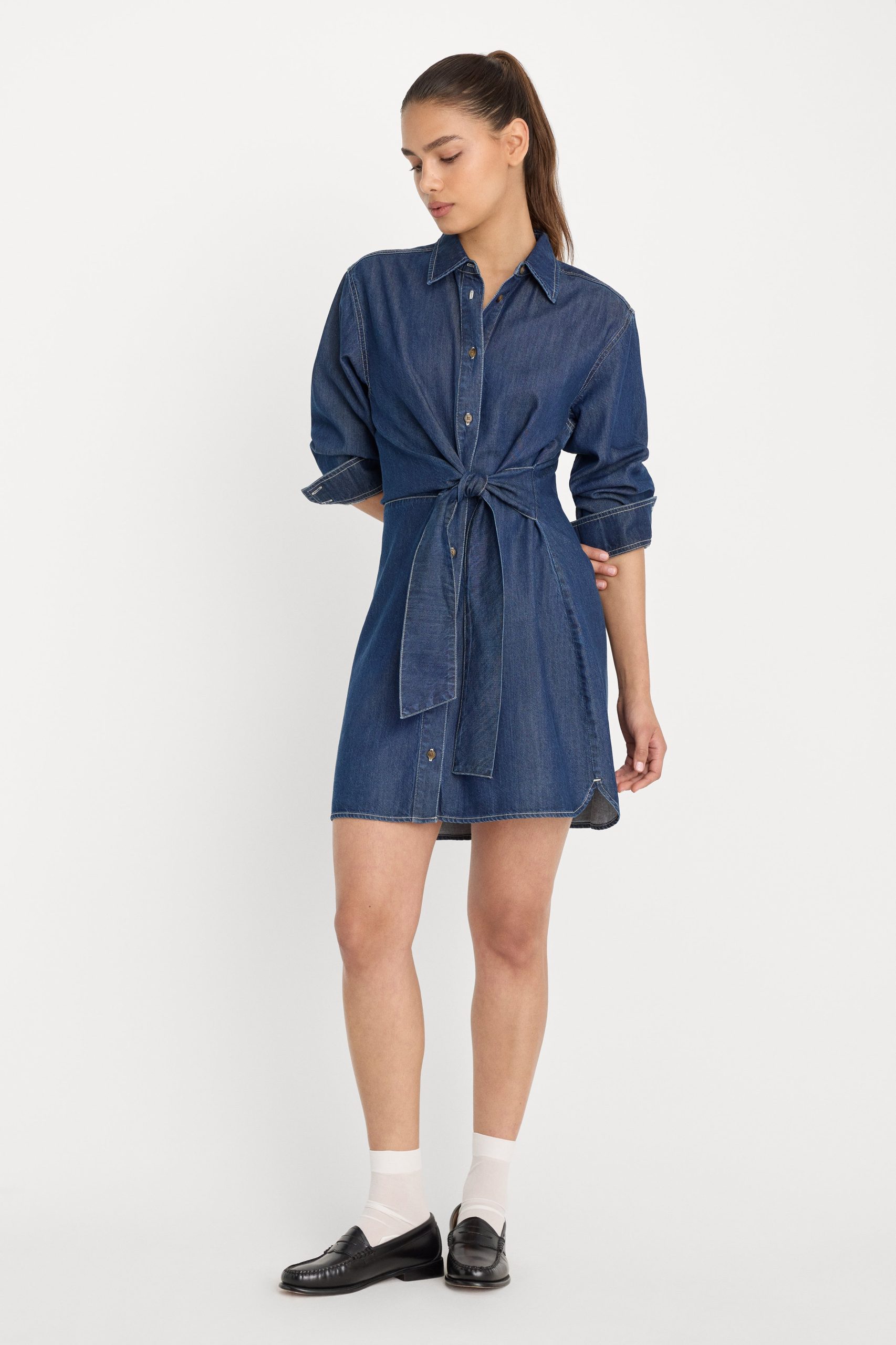 DENIM WRAP SHIRT DRESS | INDIGO1187