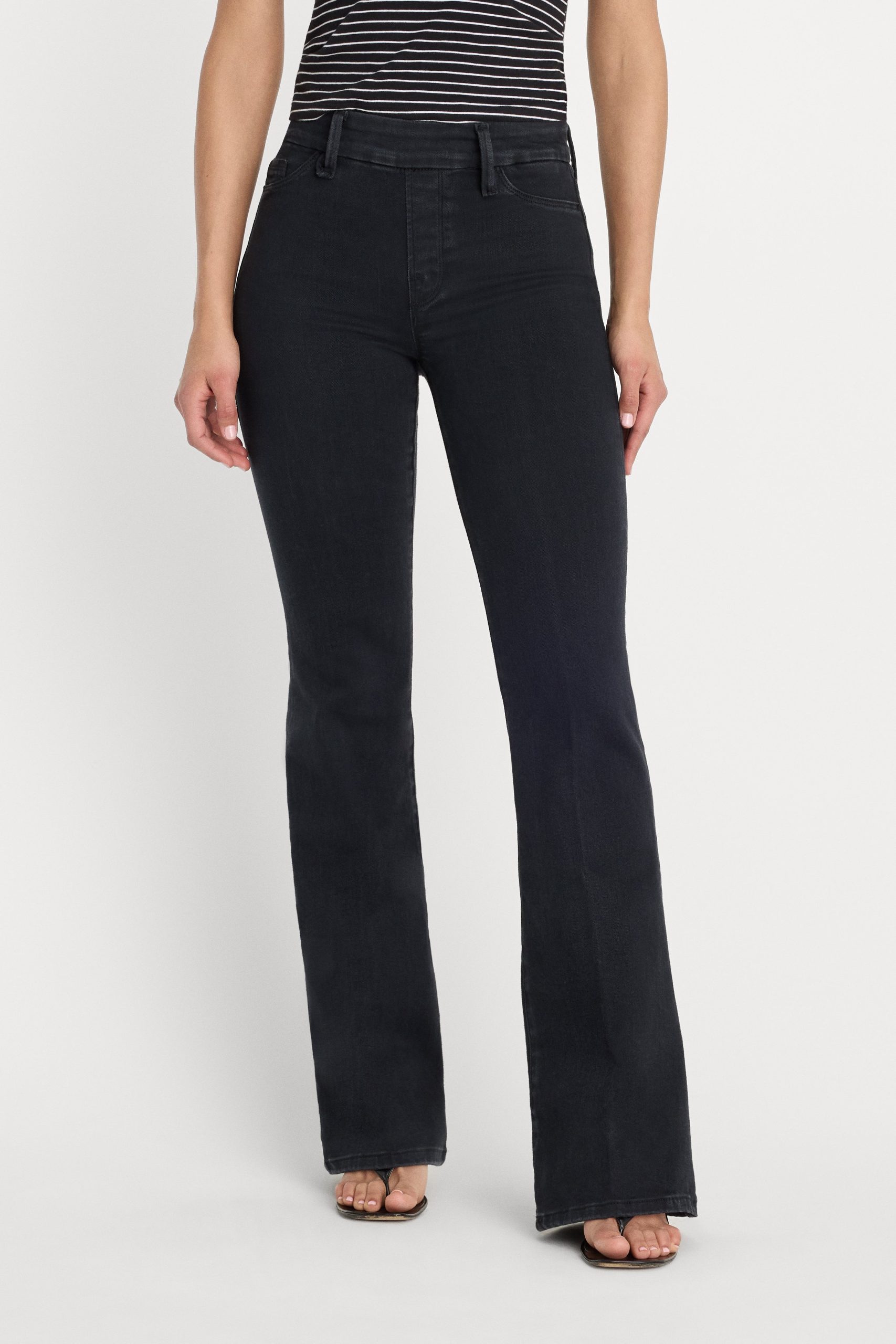 POWER STRETCH PULL-ON FLARE JEANS | BLACK001 - Image 3