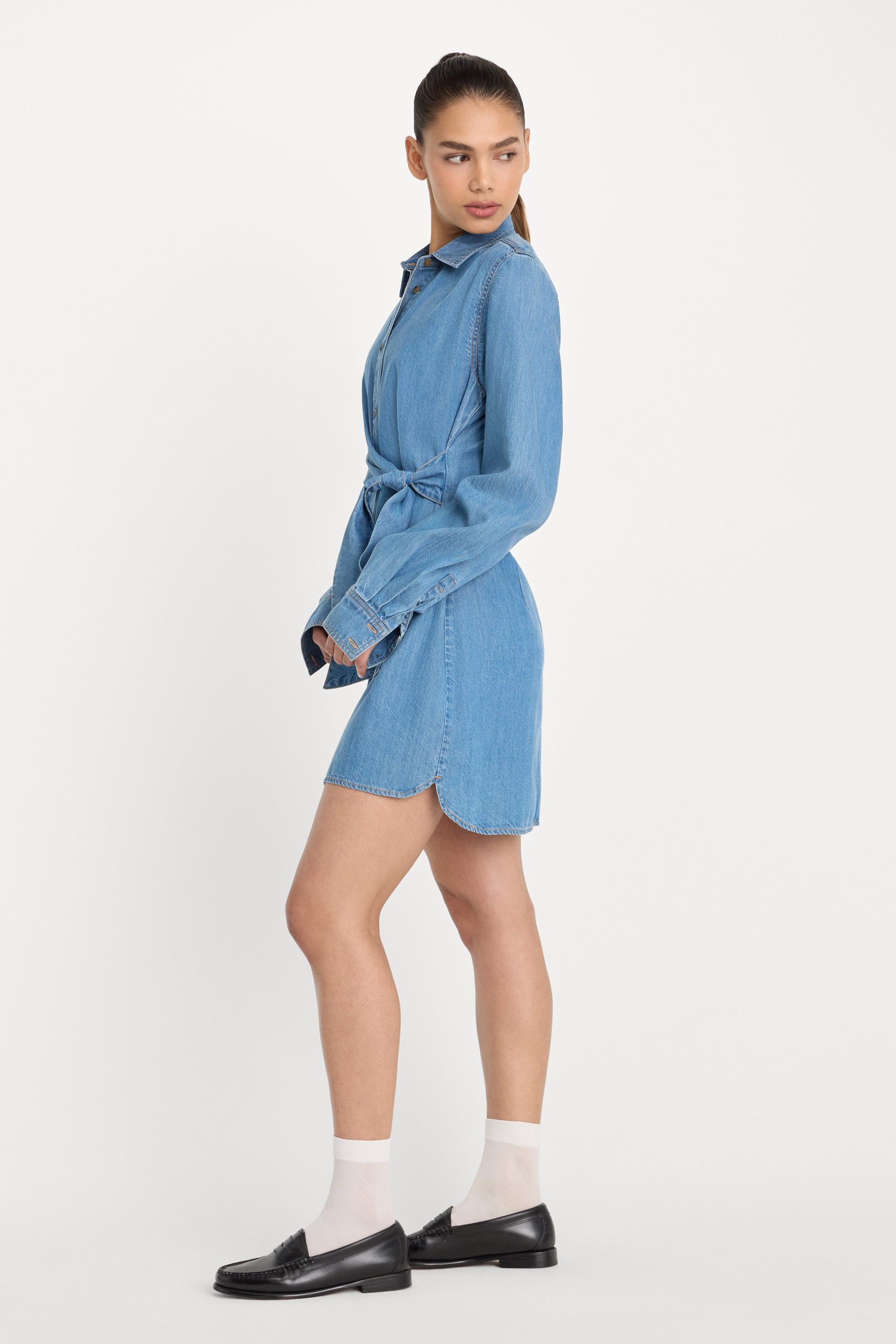 DENIM WRAP SHIRT DRESS | INDIGO266 - Image 2