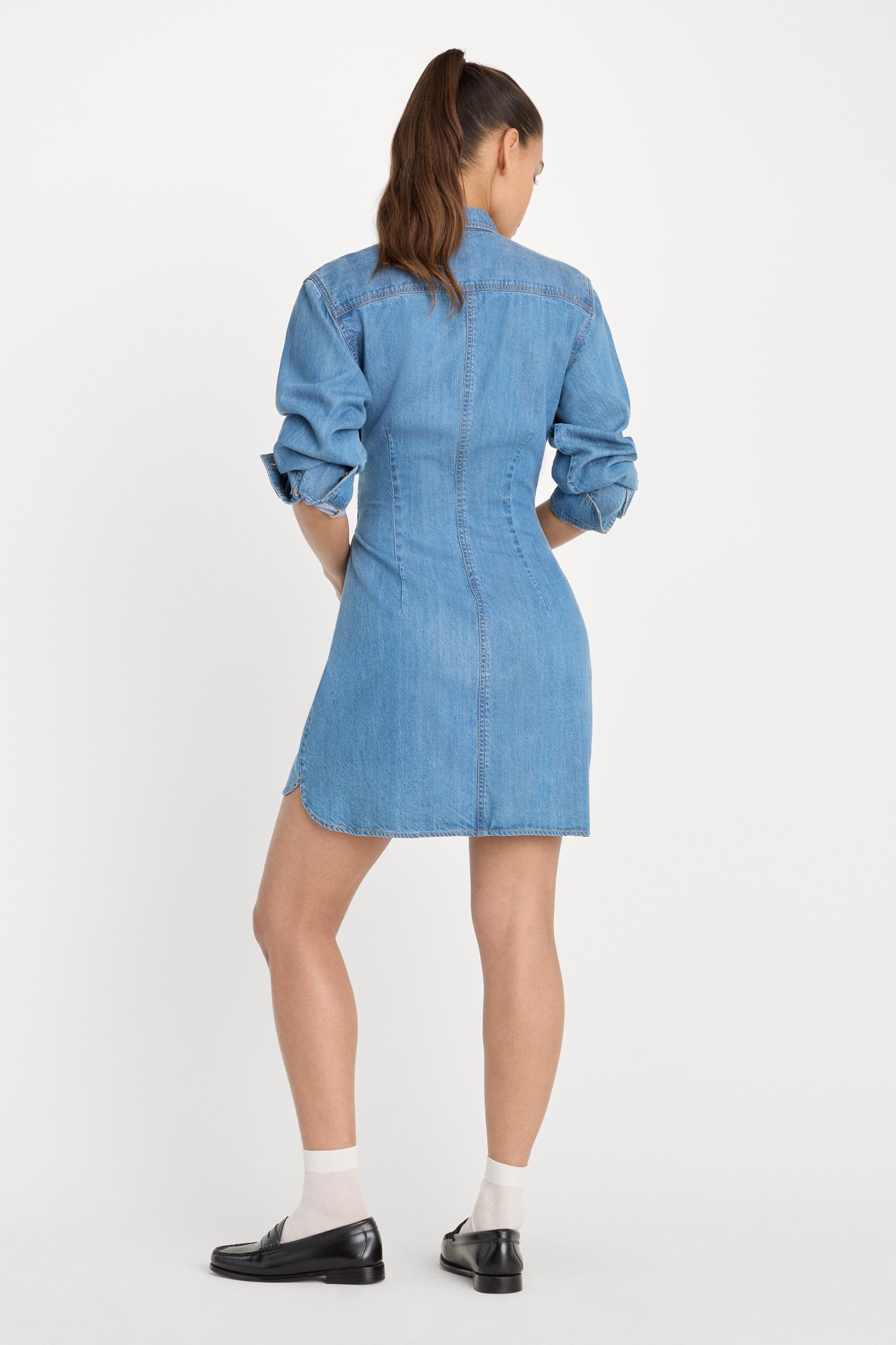 DENIM WRAP SHIRT DRESS | INDIGO266 - Image 4