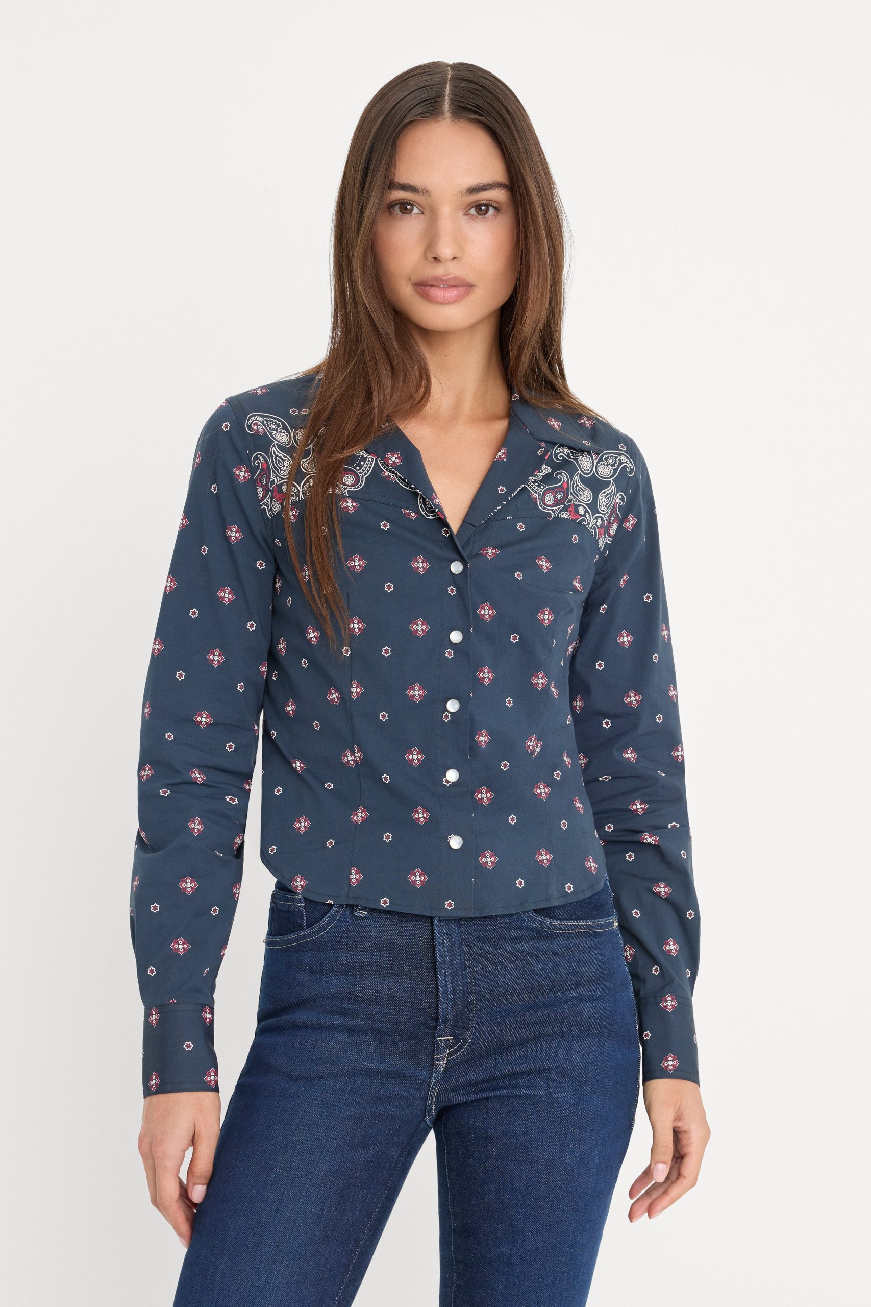 DOLLY TAILORED POPLIN SHIRT | NEW NAVY BANDANA PRINT