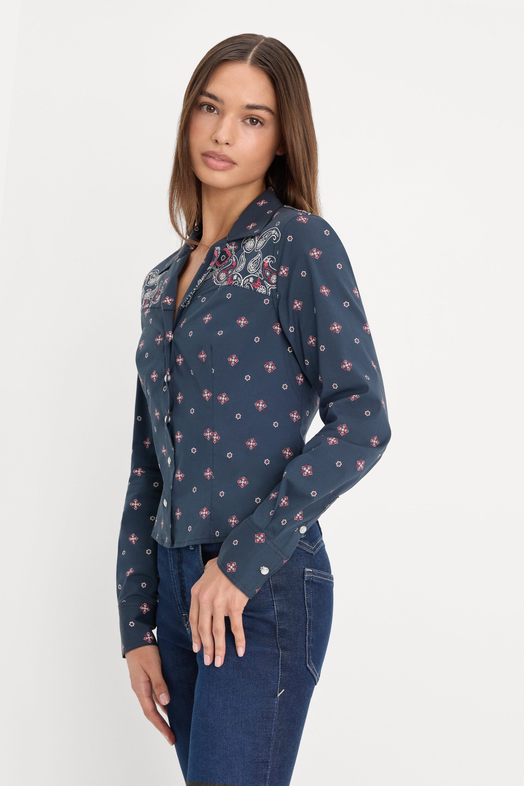 DOLLY TAILORED POPLIN SHIRT | NEW NAVY BANDANA PRINT - Image 3