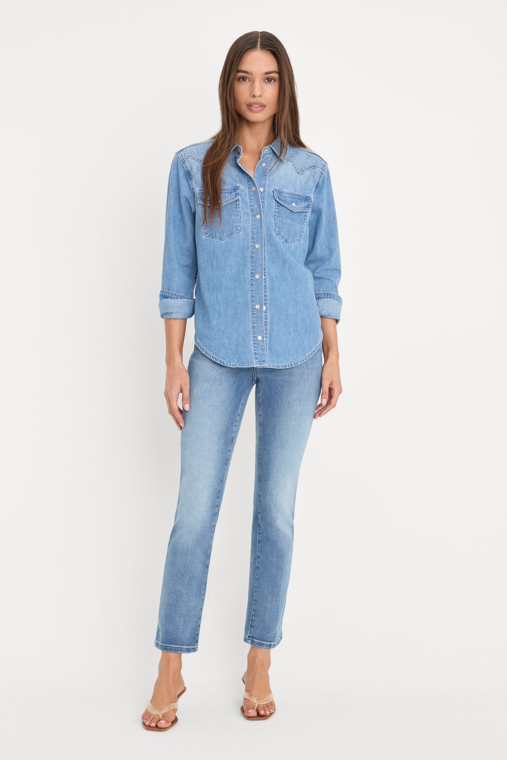 DOLLY SLIM FIT DENIM SHIRT | LIGHT BLUE - Image 4