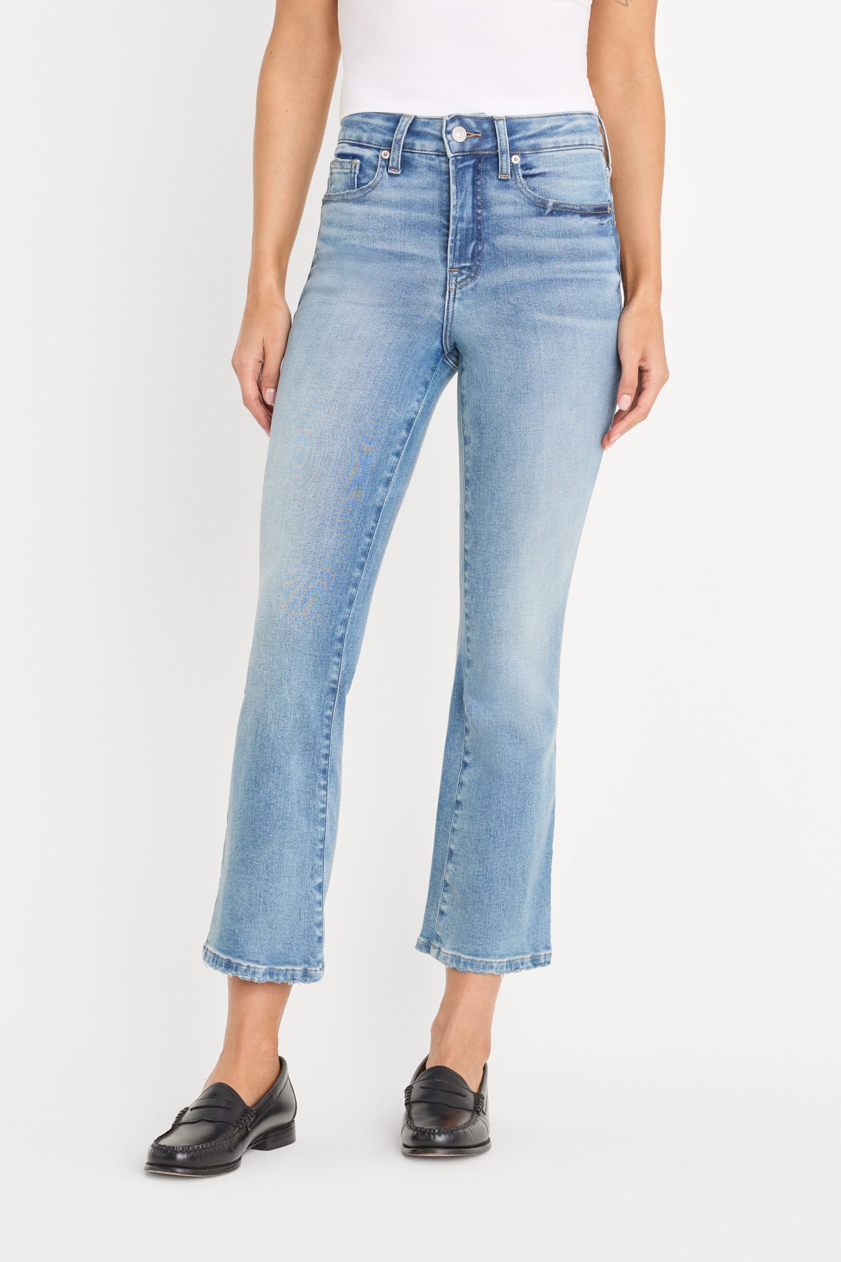 SOFT TECH GOOD LEGS CROP MINI BOOT JEANS| INDIGO1293 - Image 2