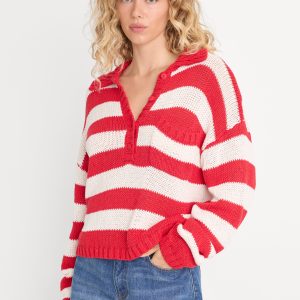 THE HARBOR SWEATER | POP RED STRIPE