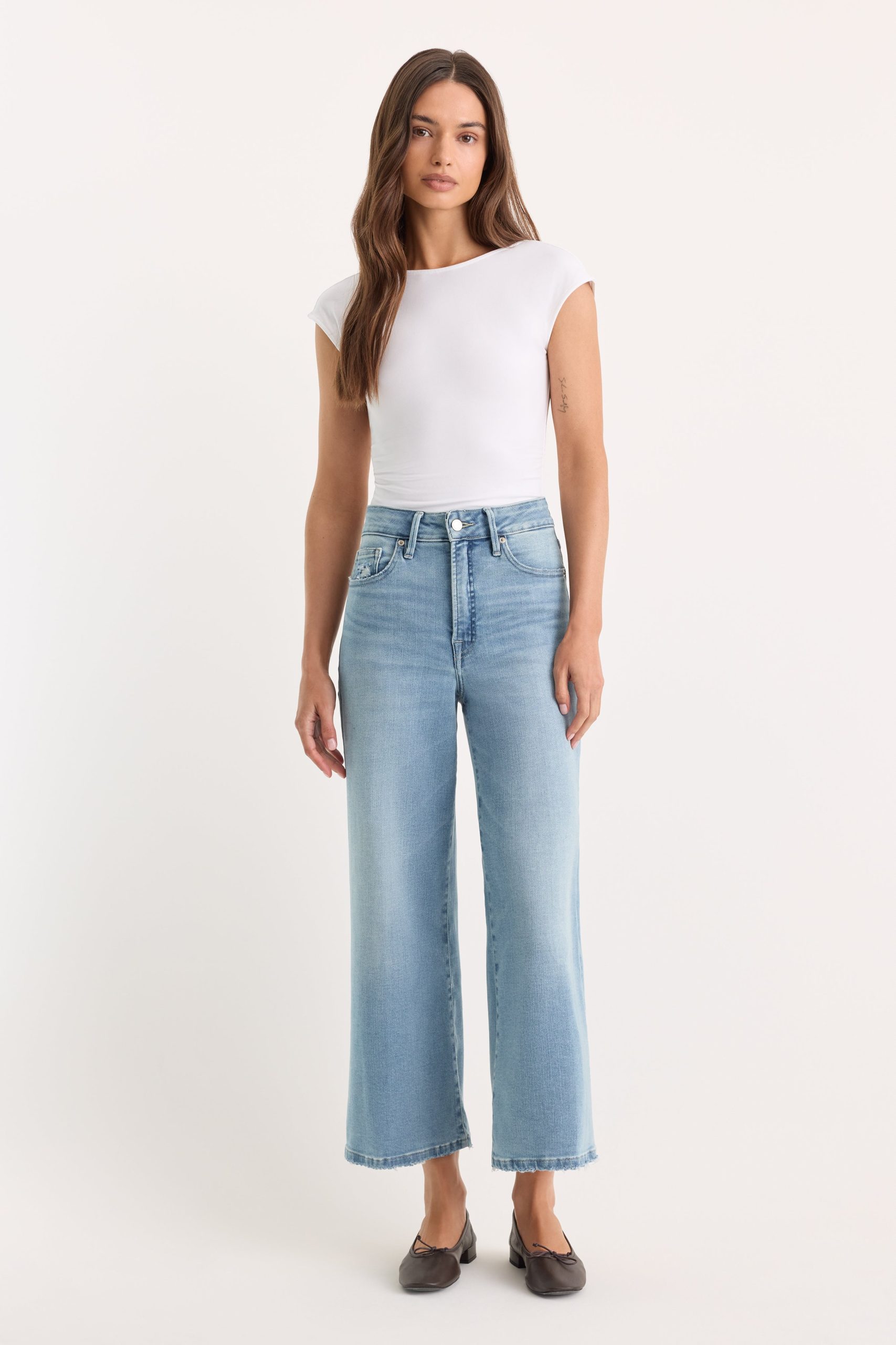 SOFT TECH GOOD WAIST PALAZZO CROPPED JEANS | INDIGO1225