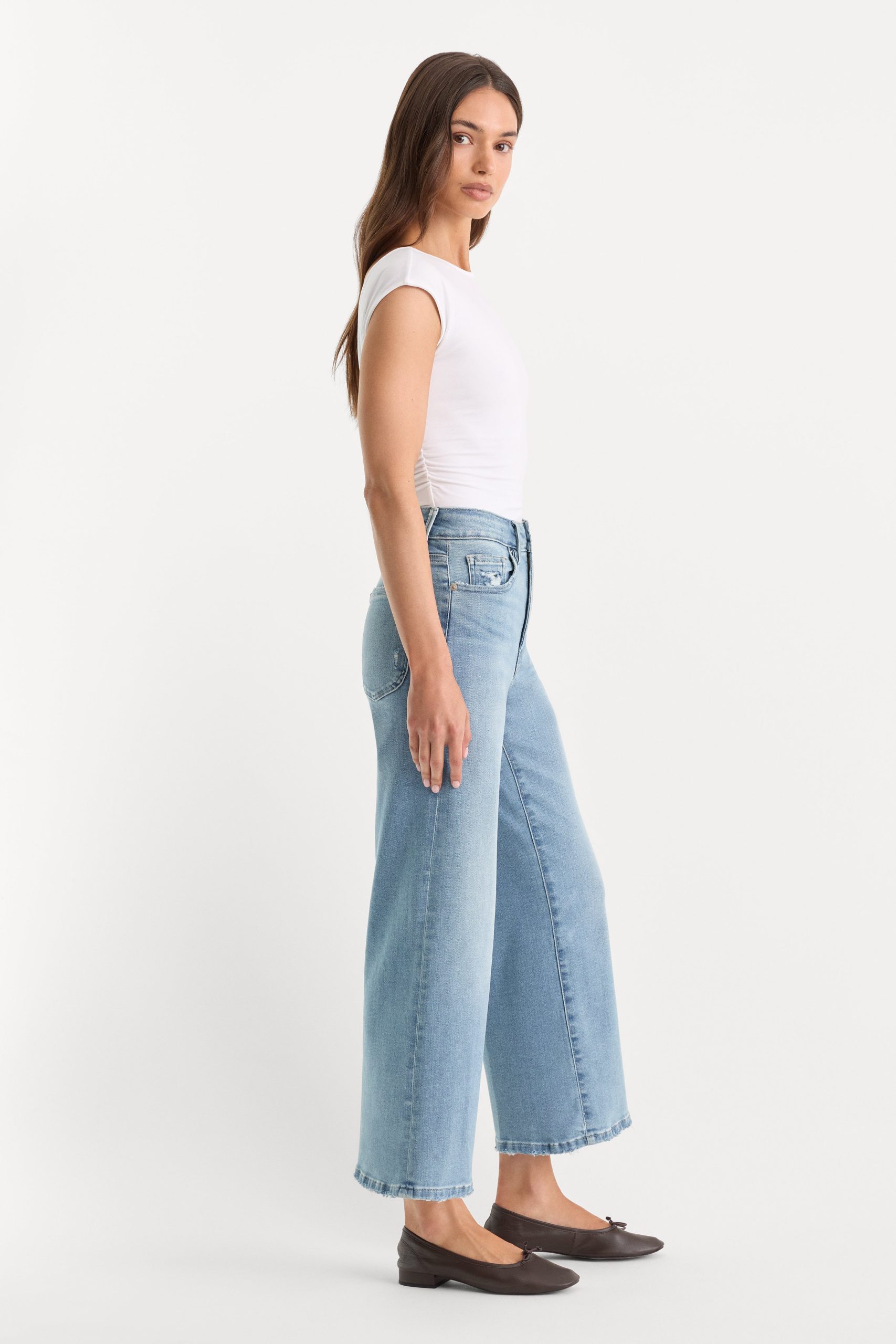 SOFT TECH GOOD WAIST PALAZZO CROPPED JEANS | INDIGO1225 - Image 3