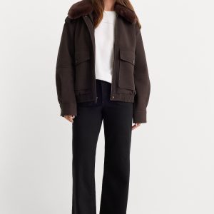PATCH POCKET GOOD WAIST PALAZZO JEANS | BLACK001