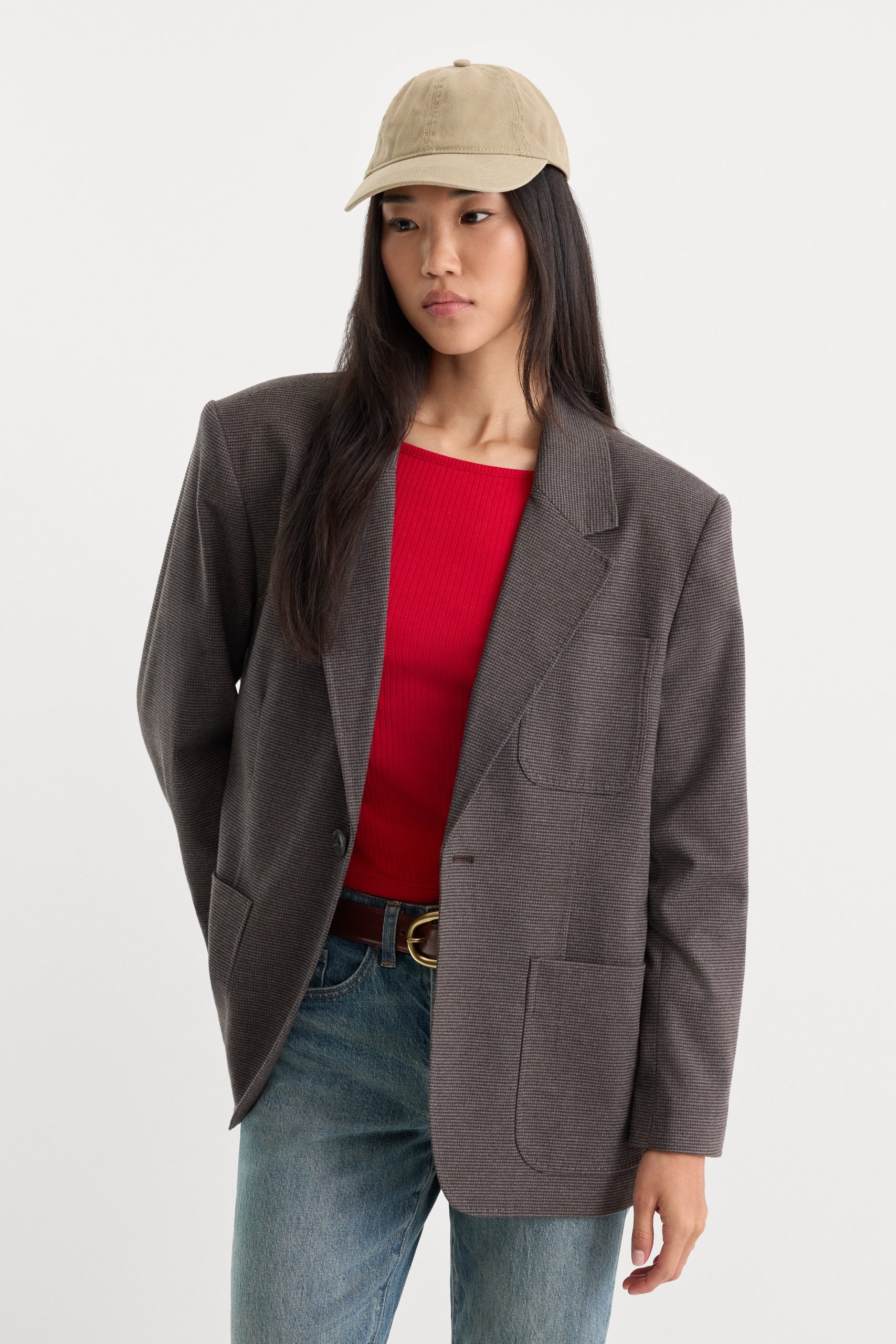 THE OVERSIZED BLAZER | CHARCOAL MINI HOUNDSTOOTH - Image 6