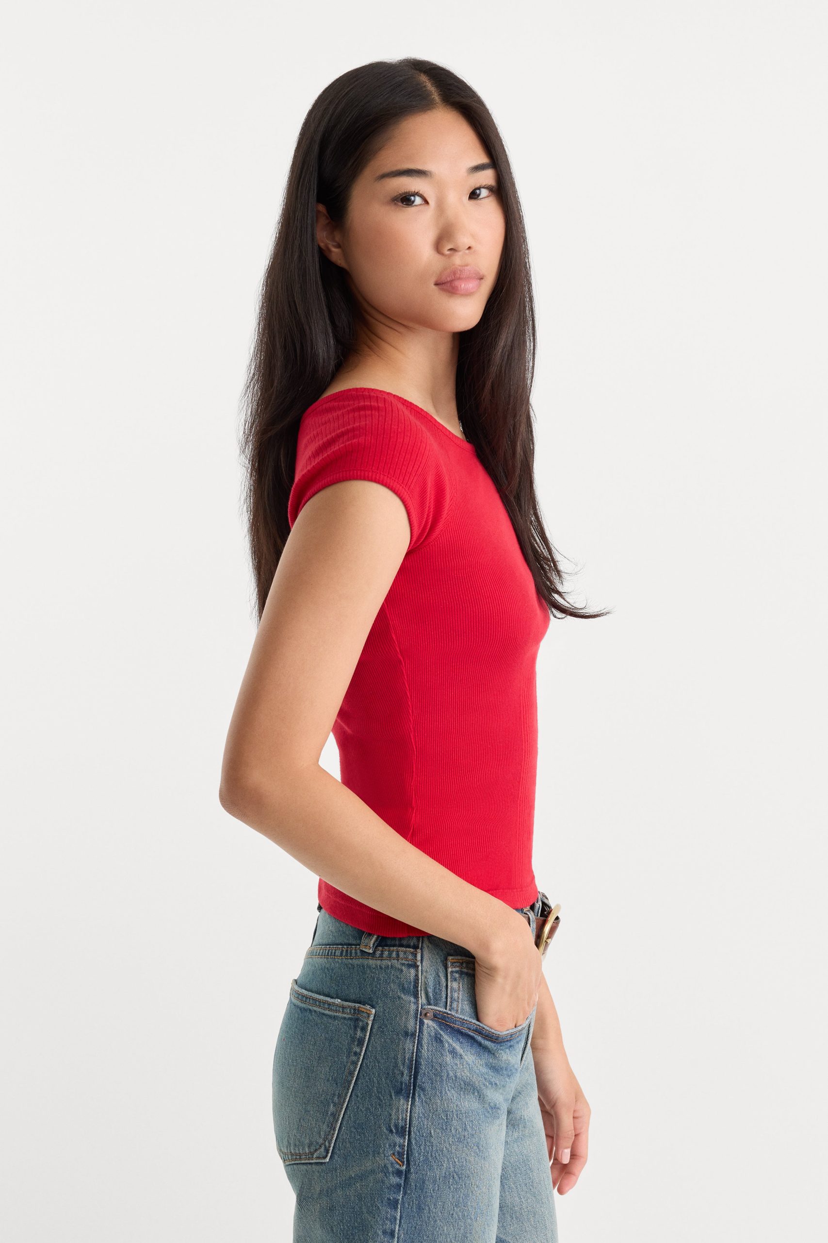 THE VARIEGATED RIB TOP | CRIMSON ROSE - Image 3