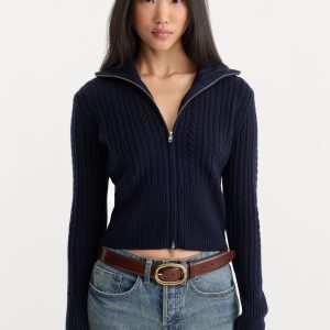 THE CABLE ZIP UP | NEW NAVY002