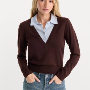 THE TWO IN ONE SWEATER | MOCHA WITH SKY