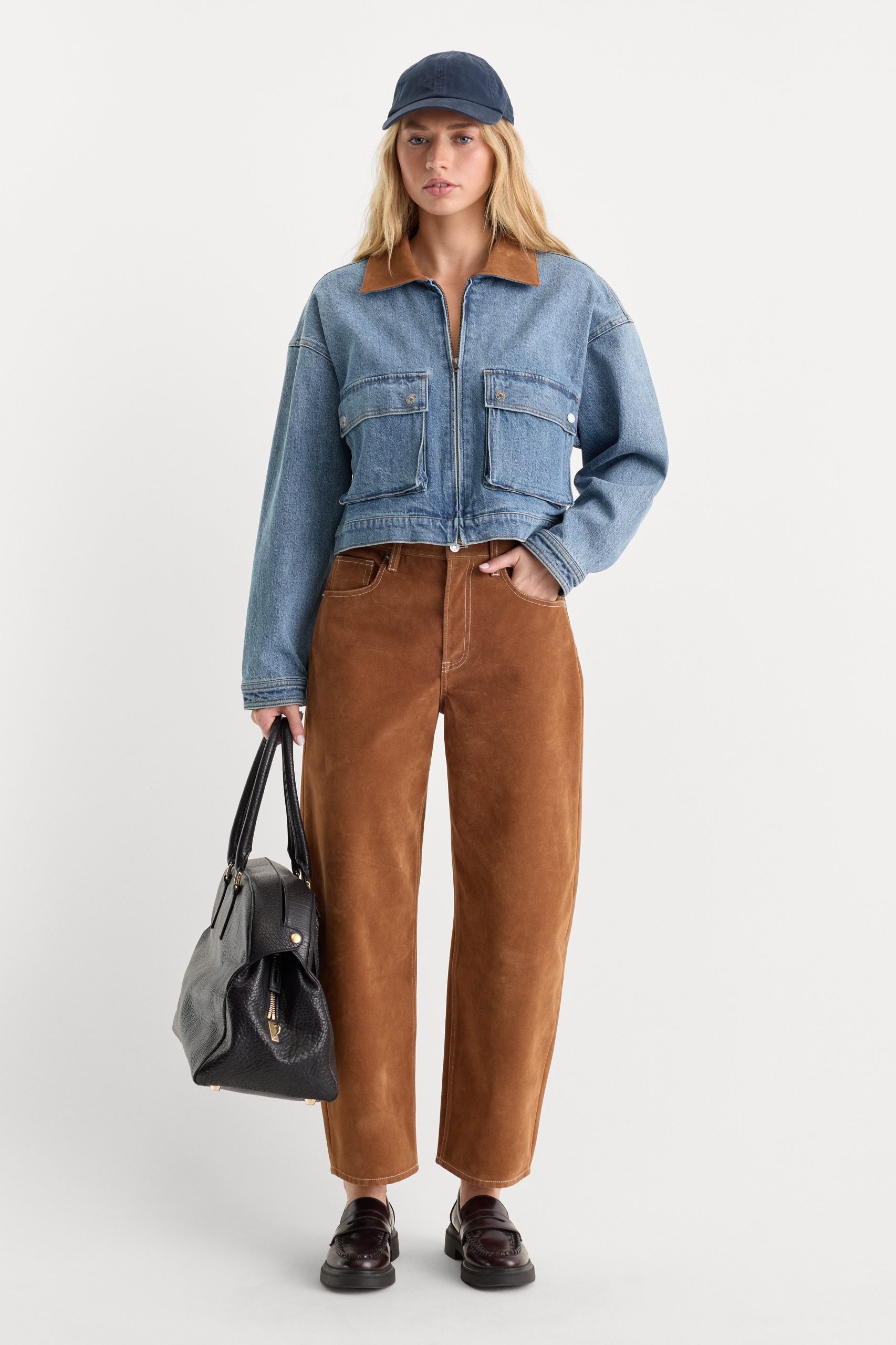 THE DENIM SWING CROPPED JACKET | AMBER - Image 4