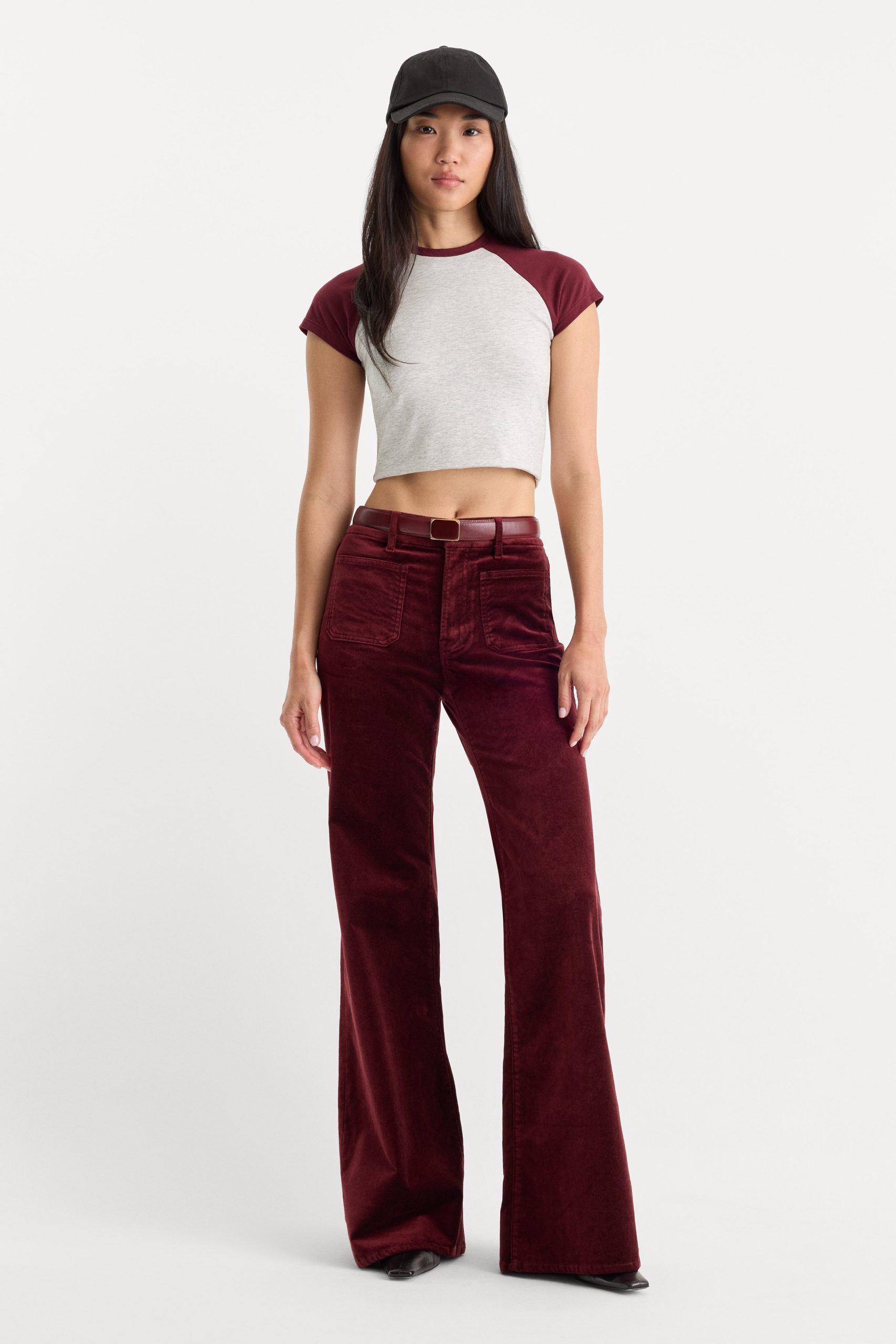 VELVET GOOD WAIST PALAZZO PANT | BERRY NOIR