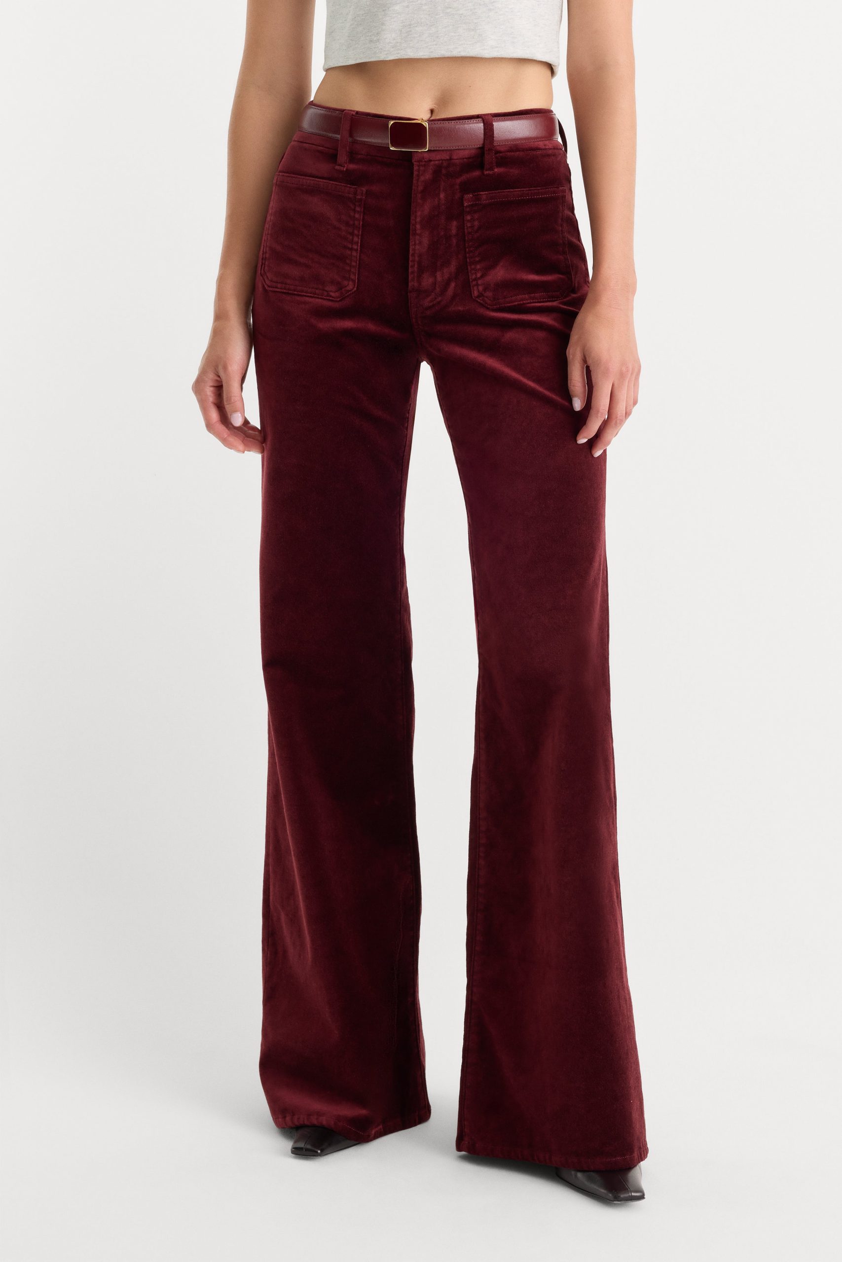 VELVET GOOD WAIST PALAZZO PANT | BERRY NOIR - Image 2