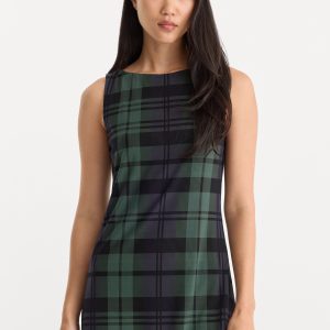 THE MESH MINI DRESS | NAVY AND GREEN PLAID