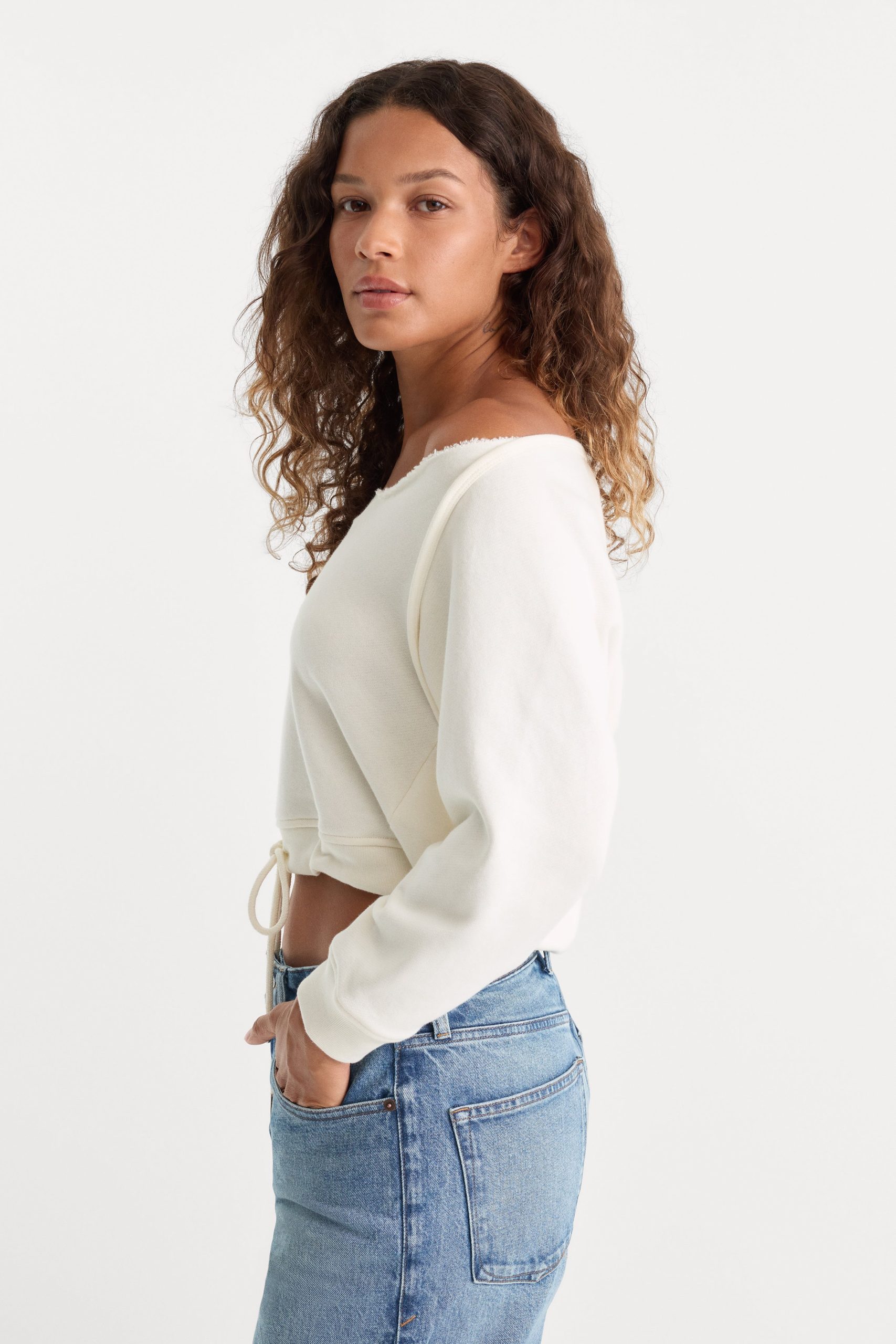 THE FRENCH TERRY TIE SWEATSHIRT | CHALK - Image 4