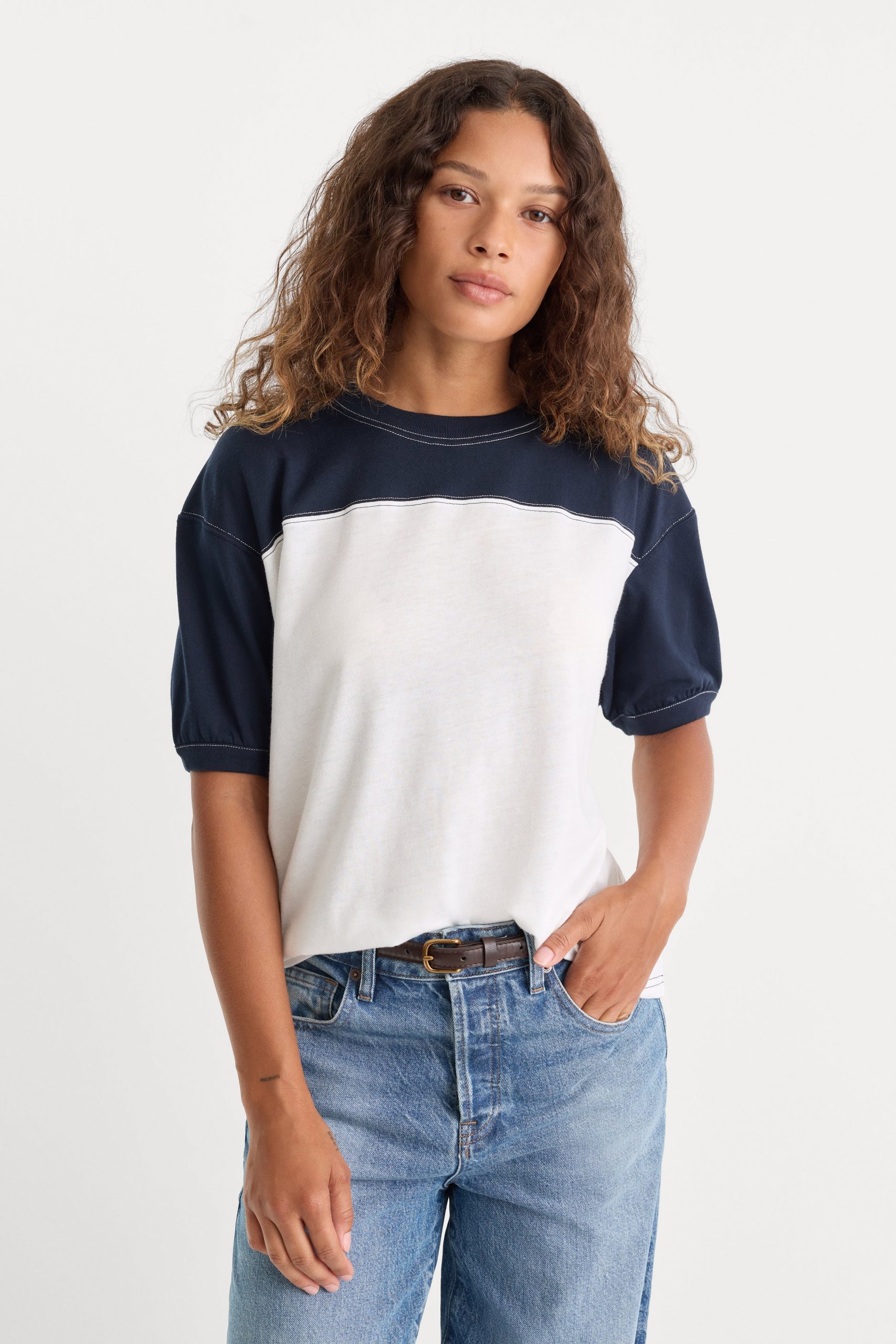 THE COLORBLOCK GYM TEE | NAVY WITH CHALK - Image 3