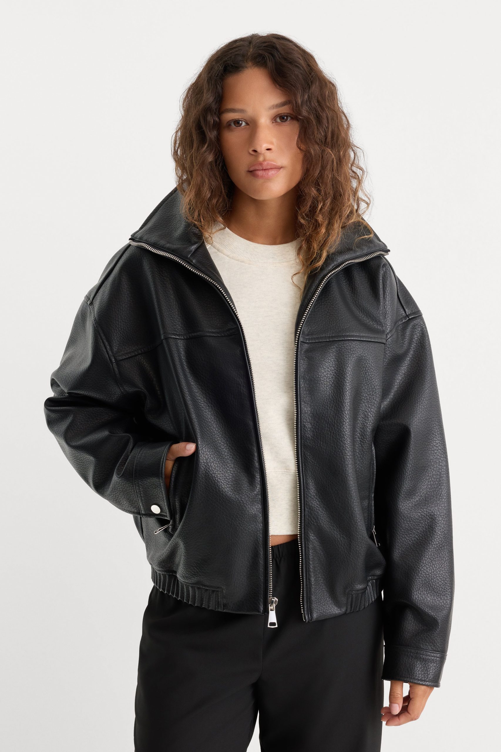 THE BETTER THAN LEATHER FUNNEL JACKET | BLACK001 - Image 2
