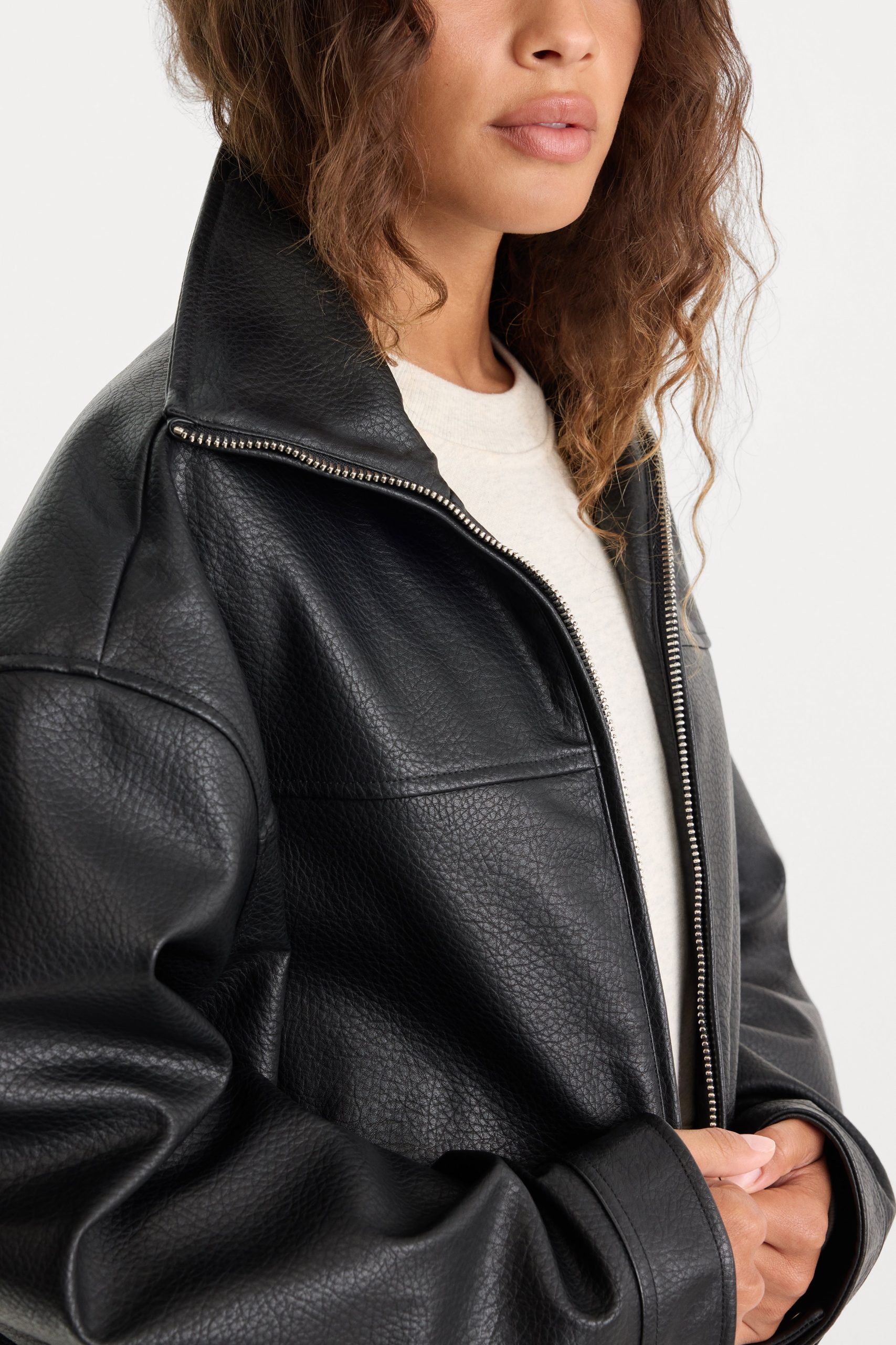 THE BETTER THAN LEATHER FUNNEL JACKET | BLACK001 - Image 3