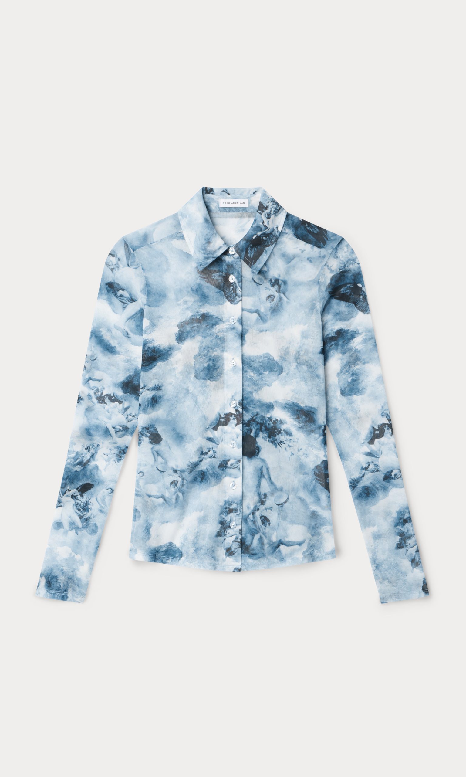MESH BUTTON UP TOP | BLUE ANGEL PRINT - Image 6