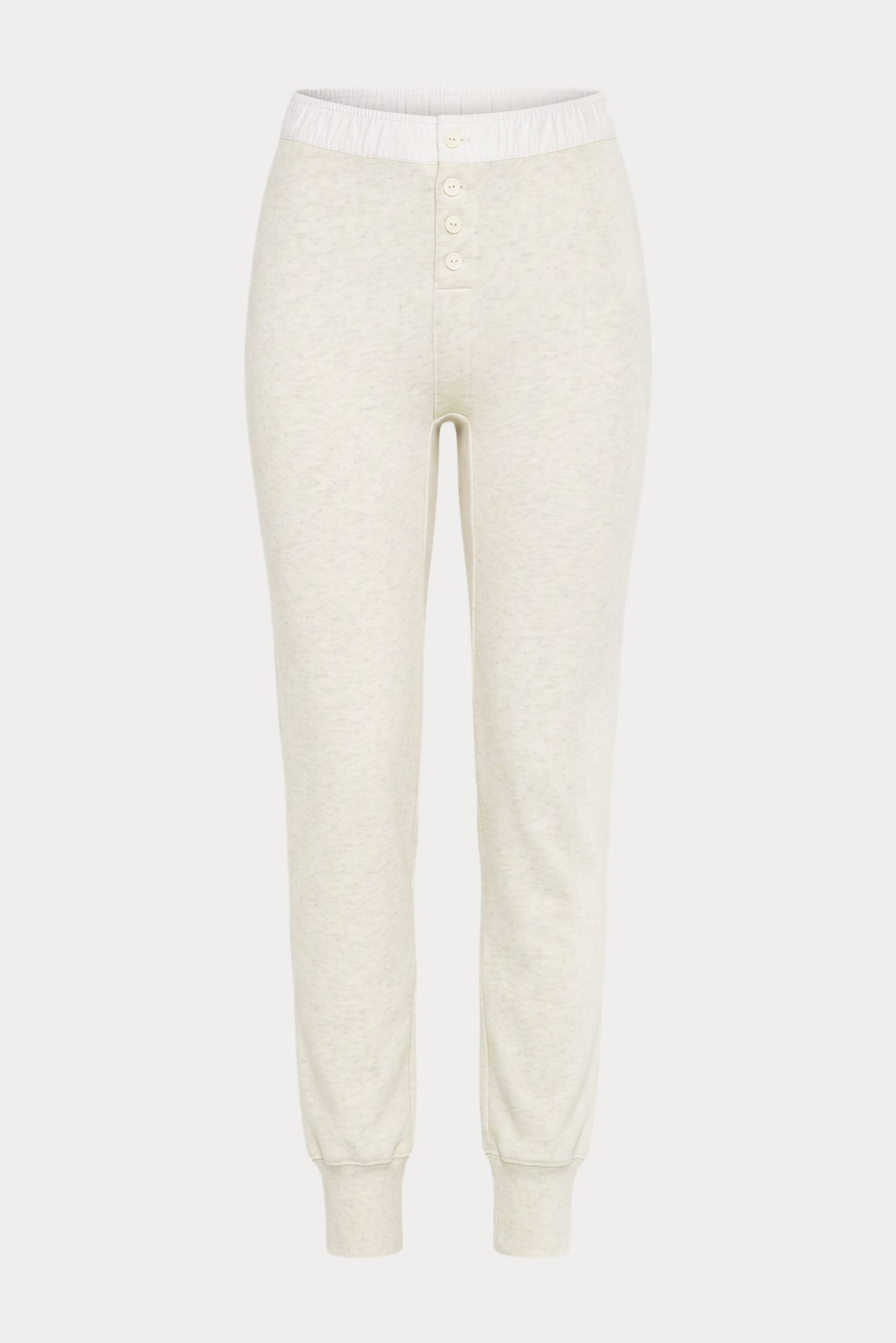 THE FRENCH TERRY BUTTON FRONT LEGGING | OATMEAL HEATHER