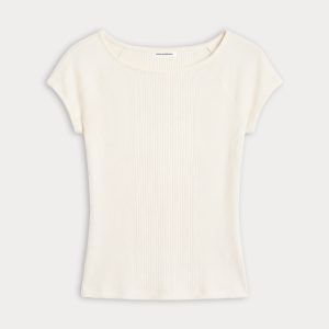 THE VARIEGATED RIB TOP | CHALK