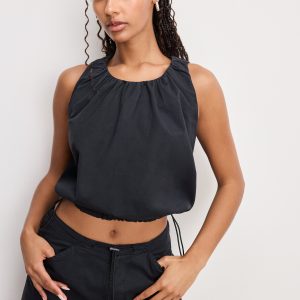 TWILL PARACHUTE BUBBLE TOP | BLACK001
