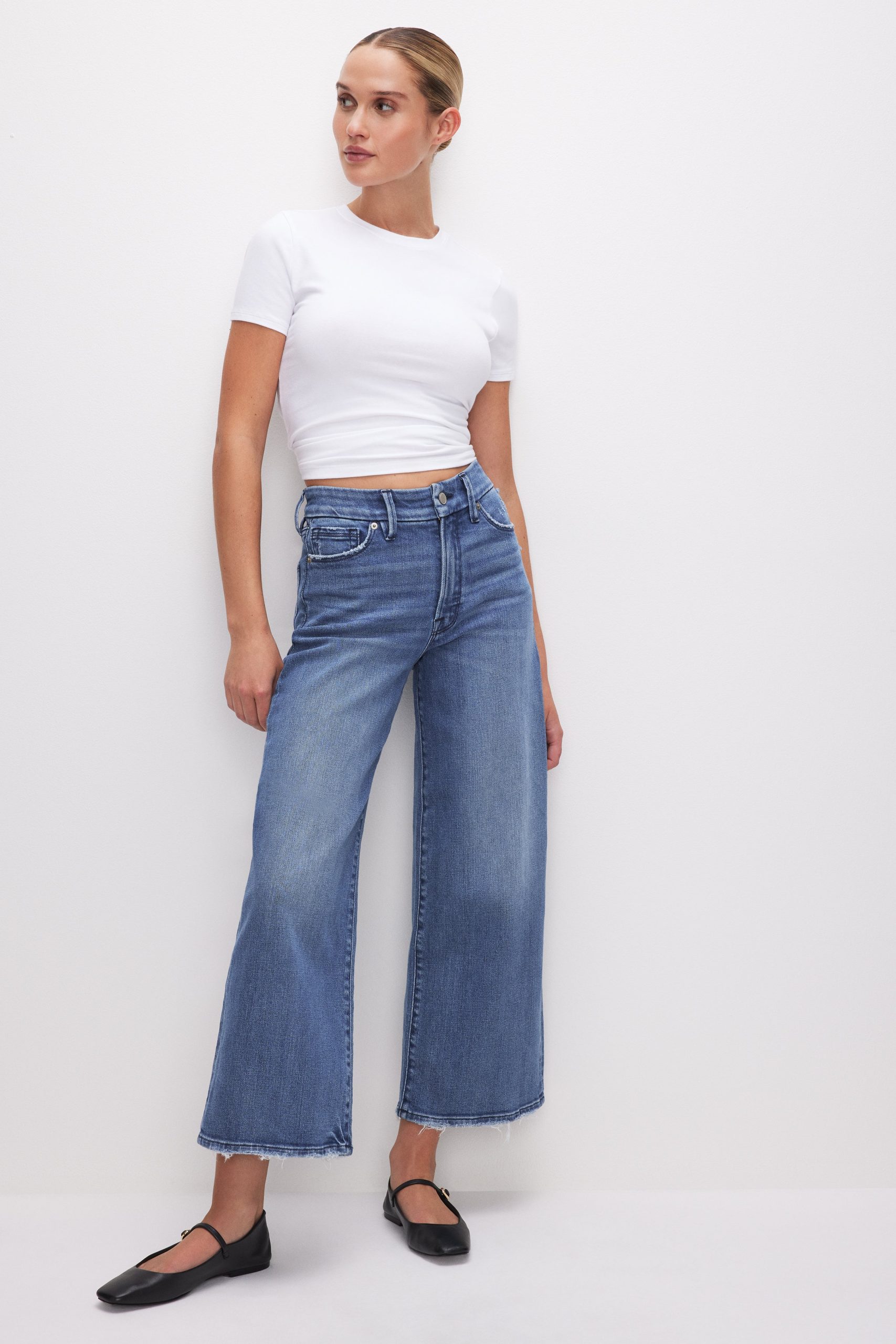 GOOD WAIST CROPPED PALAZZO JEANS | INDIGO338