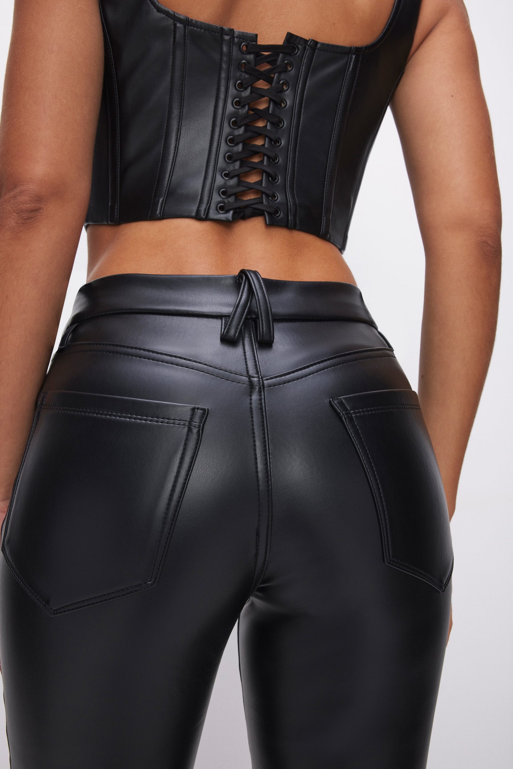 GOOD LEGS CROPPED MINI BOOT FAUX LEATHER PANTS | BLACK001 - Image 5